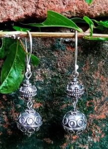 ER087 Bali Ball Dangling Silver Earrings